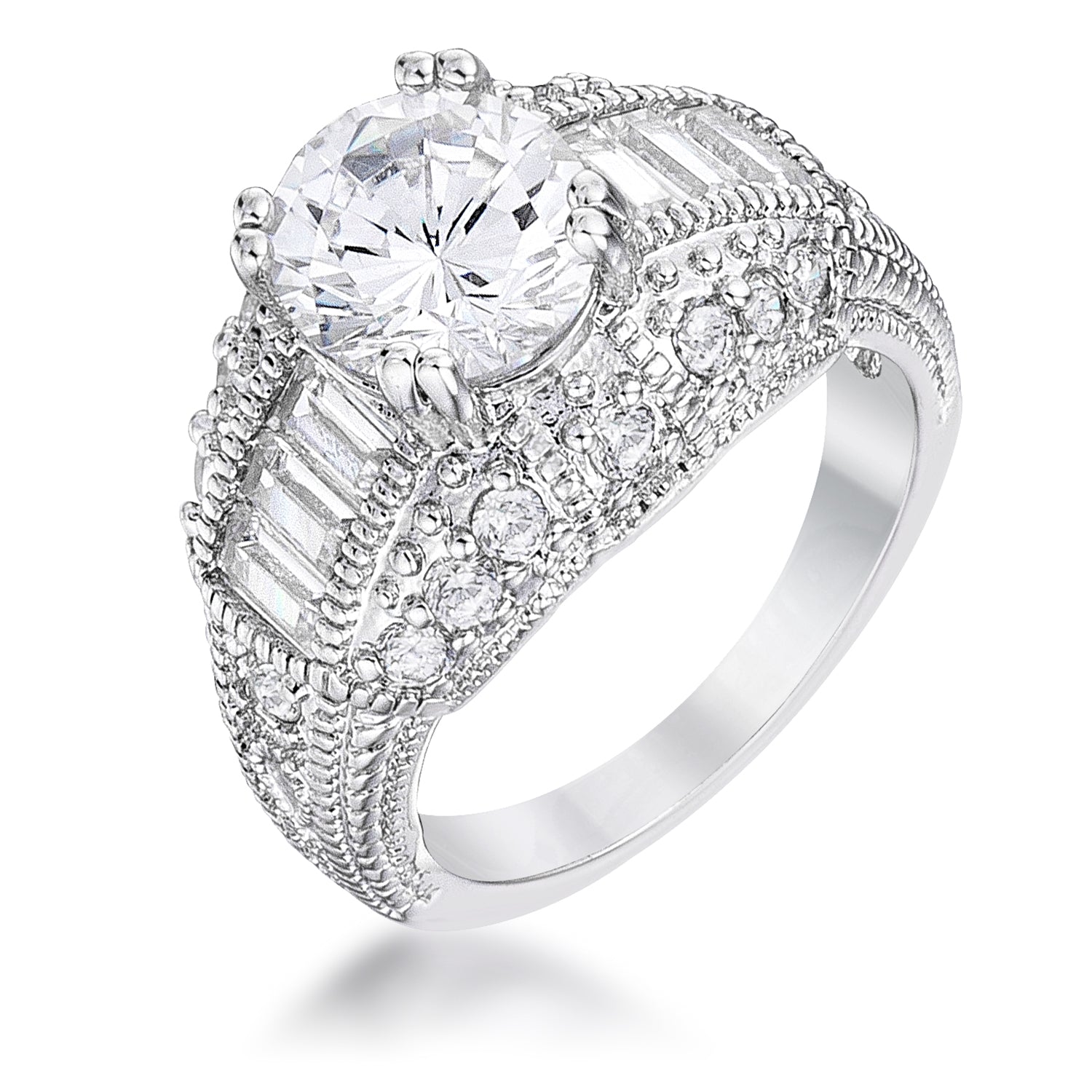 Avera Dannicka Engagement Ring In Radiant Silver Finish