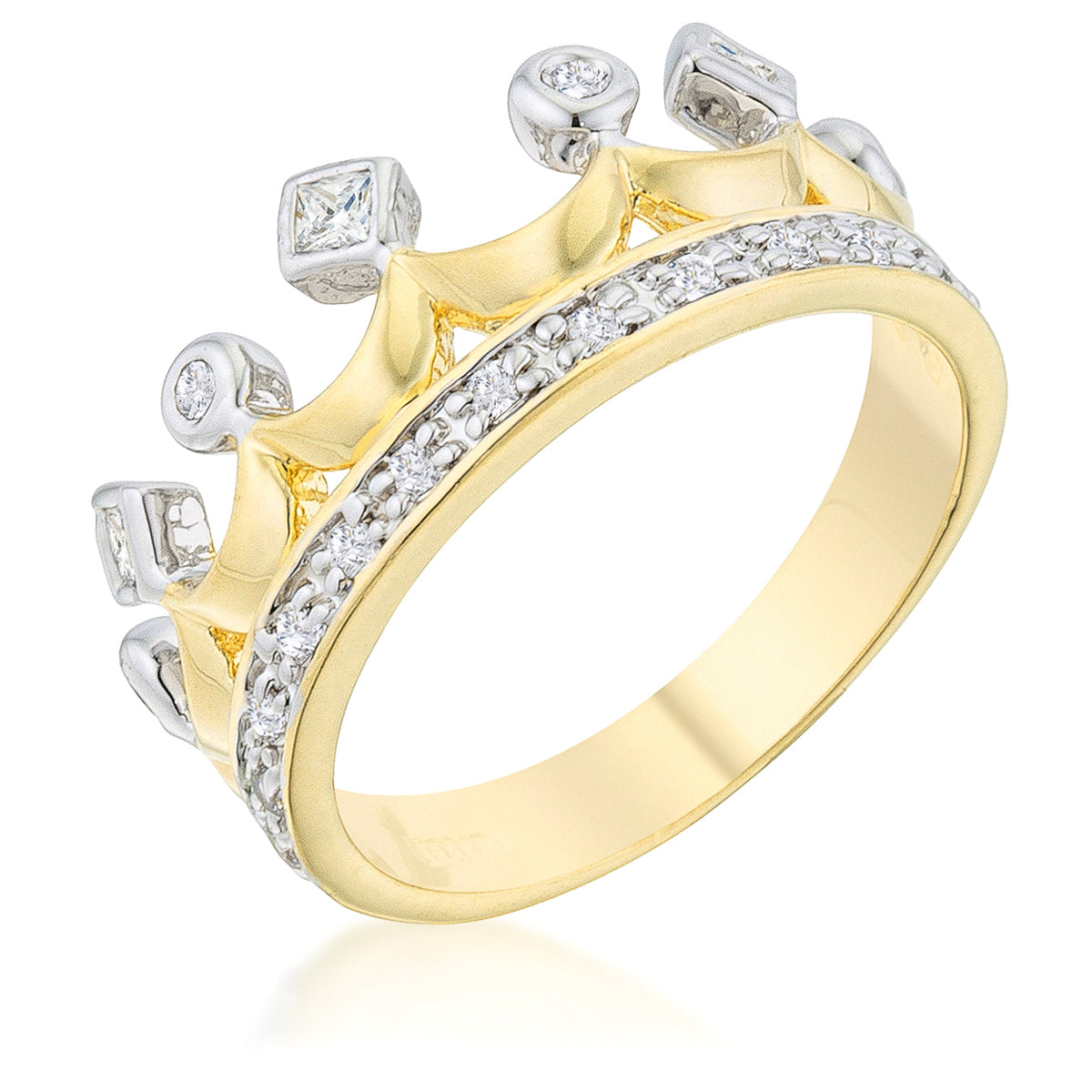 Avera Two Tone Crown Ring With Gold Accents