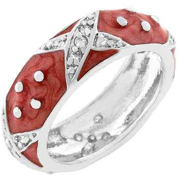 Avera Marbled Enamel Ring in Crimson Red Size 5