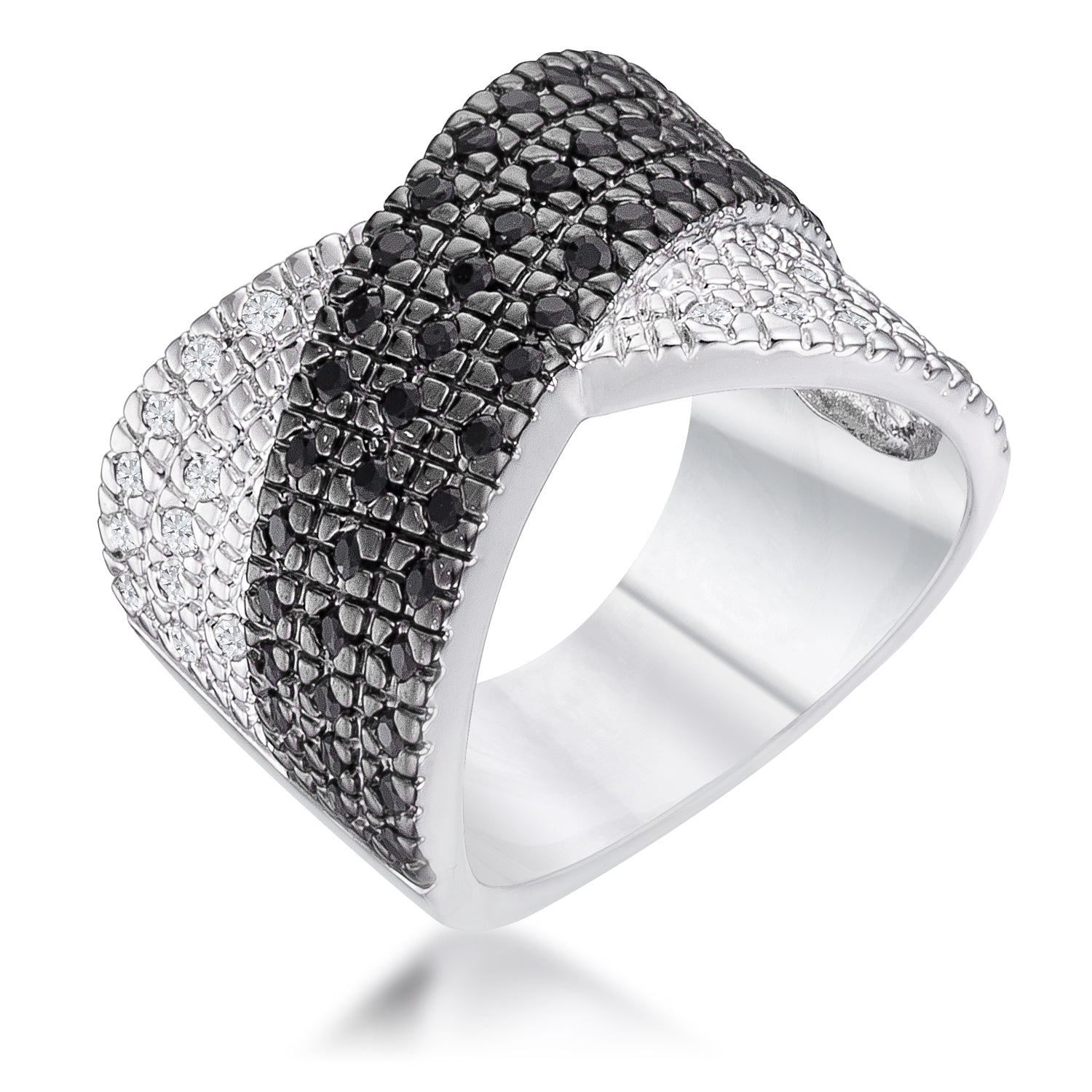 Avera Cross Pattern Cocktail Ring in Grey Statement Jewelry