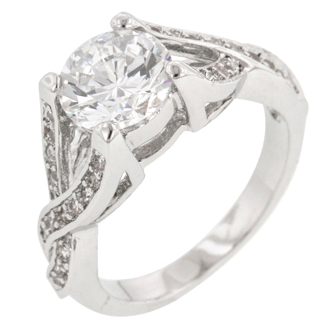 Avera Brilliant Twist Engagement Ring in Sterling Silver DestGlow