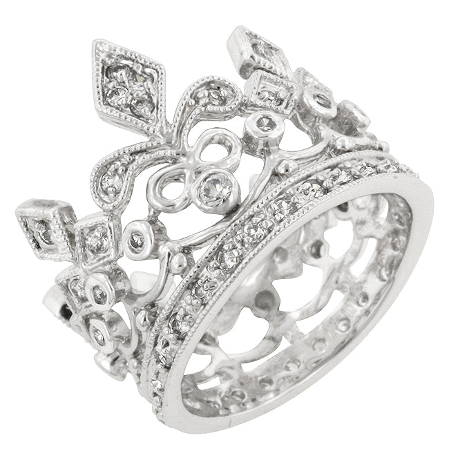 Avera Cubic Zirconia Crown Eternity Ring in Sterling Silver DestGlow