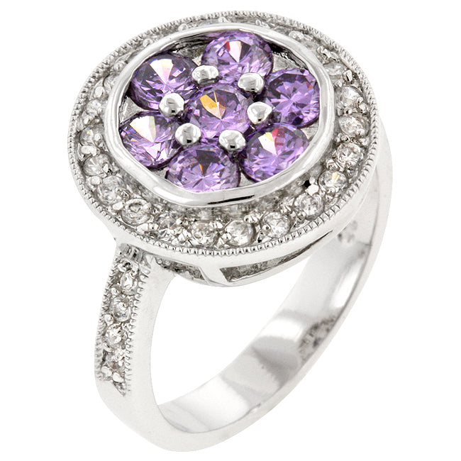 Avera Amethyst Lily Ring in Light Pastel Purple Floral Design