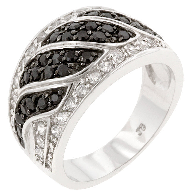 Avera Elegant Contemporary Swirl Ring In Polished Black DestGlow