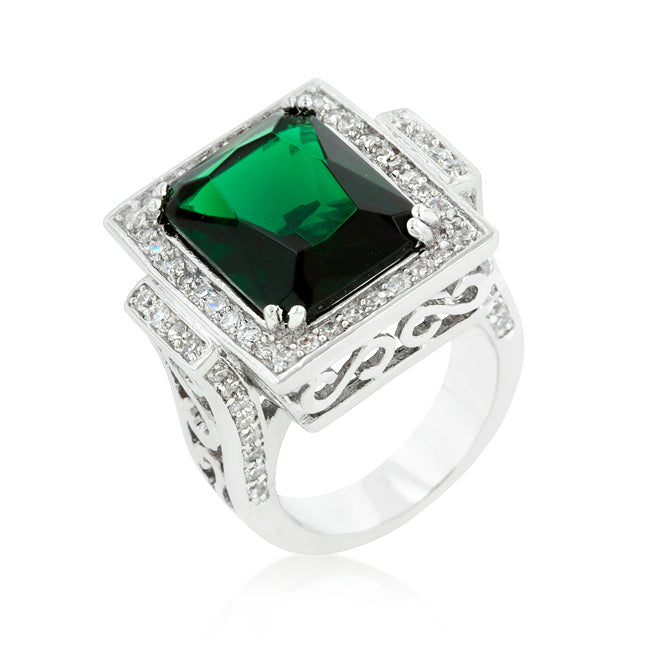 Avera Emerald Classic Cocktail Ring in Radiant Green