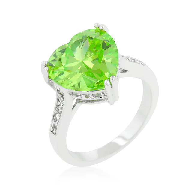 Avera Apple Heart Ring With Green Cubic Zirconia