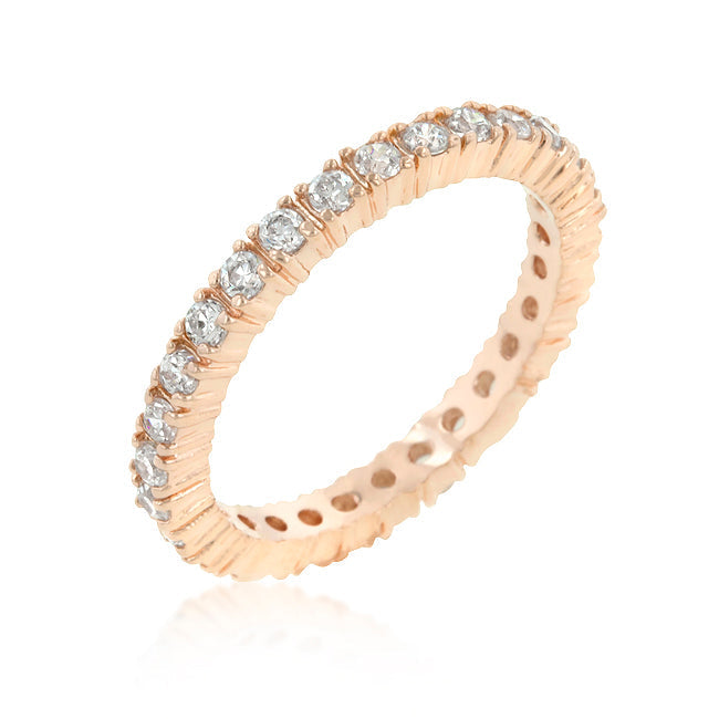 Avera Tri-tone Stackable Rings In 18k Rose Gold Plated Finish