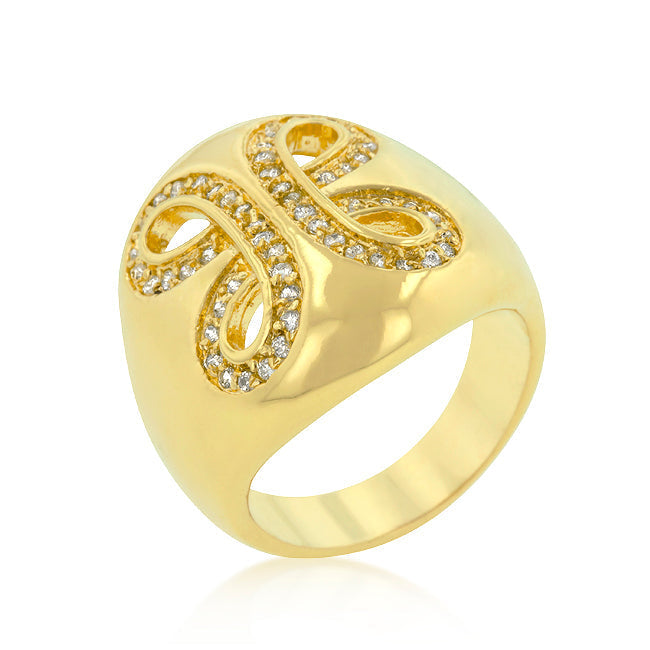 Avera Multi-Cubic Zirconia Floral Ring in Gold Plated Finish