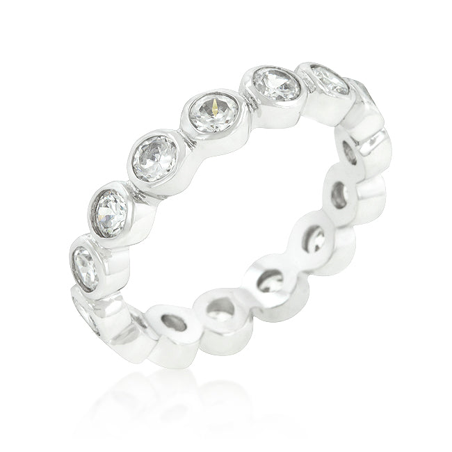 Avera Linked Bezel Eternity Band in Polished Silver DestGlow