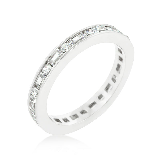 Avera Alternating Cubic Zirconia Eternity Band in Silver DestGlow
