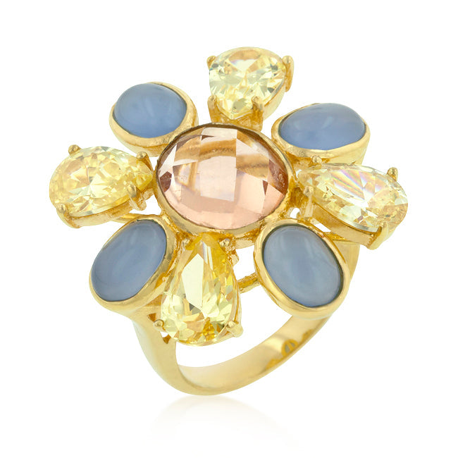 Avera Multi-Cubic Zirconia Floral Ring in Gold Plated Finish