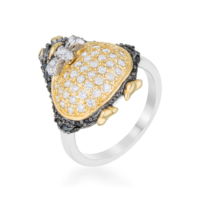 Avera Jet Cubic Zirconia Penguin Ring in Multi-Tone Finish DestGlow