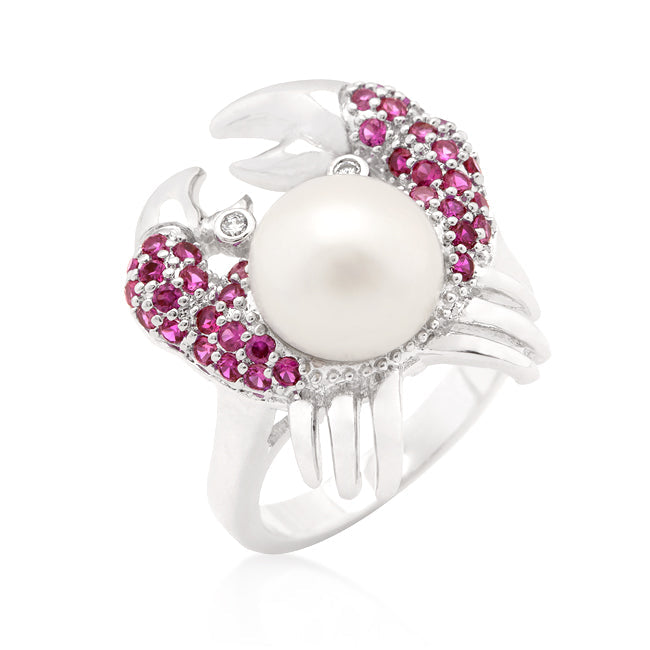 Avera Pearl Crab Cubic Zirconia Ring in Multi-Tone Finish