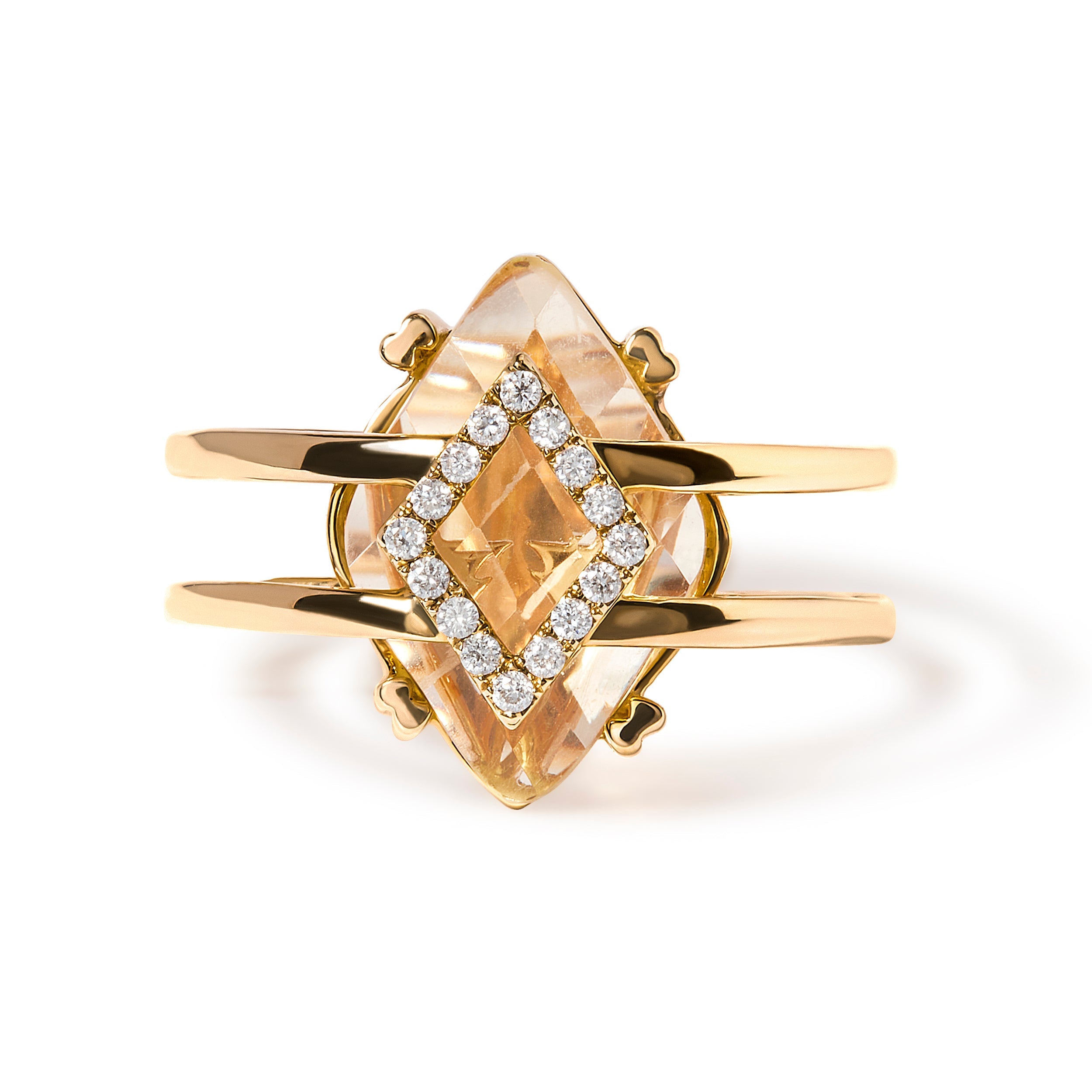 14K Yellow Gold 15x15 MM Marquise Cut Yellow Topaz and Diamond Accent Statement Cocktail Ring (G-H Color, SI1-SI2 Clarity) by Bids.com
