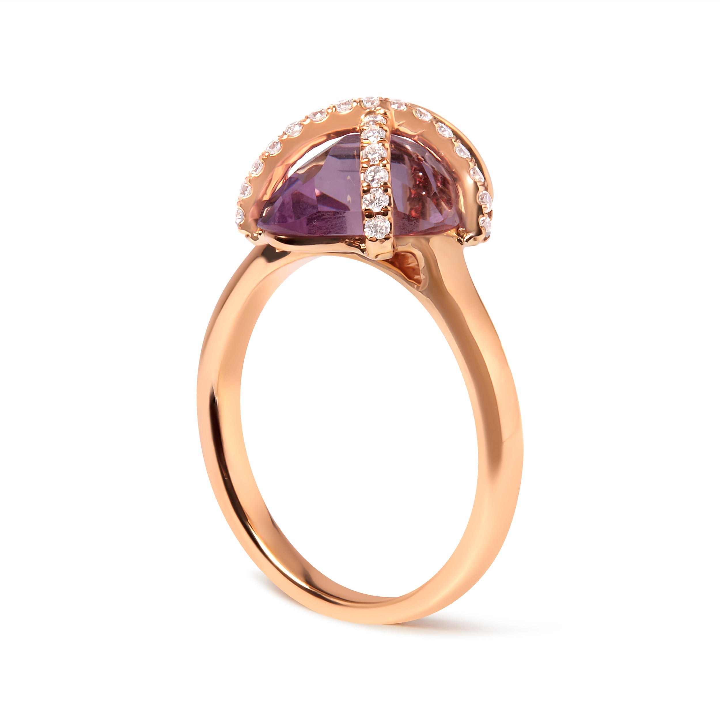 14K Rose Gold 1/5 Cttw Diamond Wrapped 15x15 MM Purple Amethyst Cocktail Ring (G-H Color, SI1-SI2 Clarity) by Bids.com