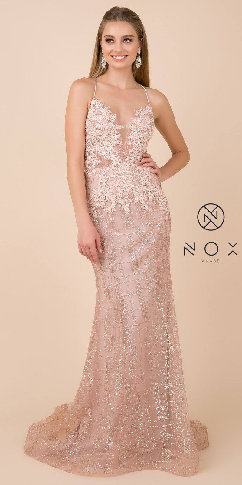 Nox Anabel R282-1 Mermaid Long Dress Corset Open-Back by DiscountDressShop