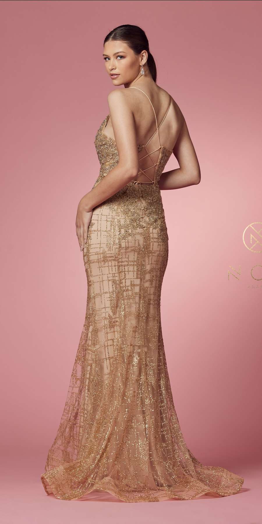 Nox Anabel R282-1 Mermaid Long Dress Corset Open-Back by DiscountDressShop