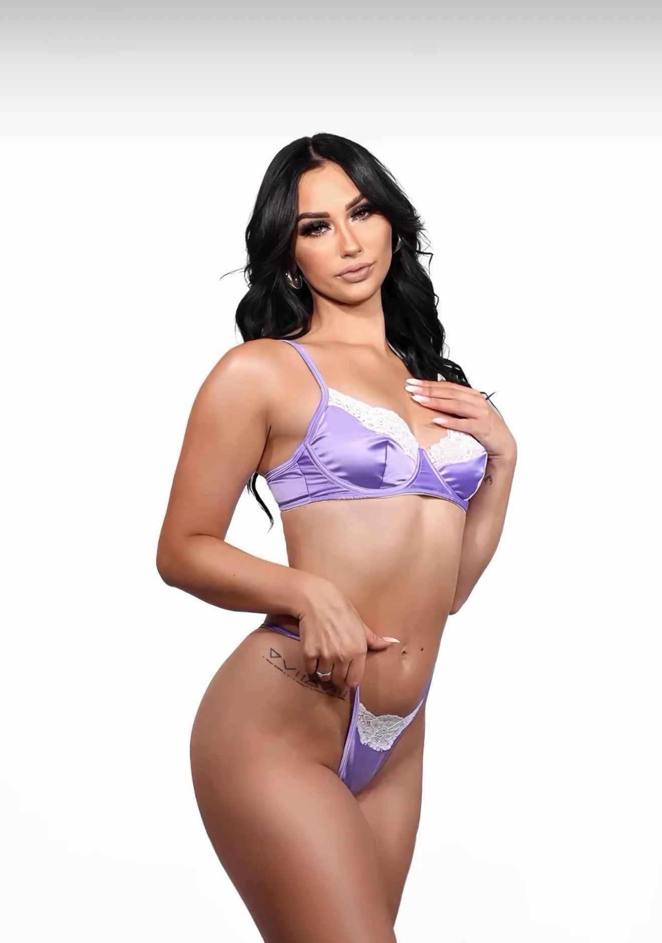 2pc Lace & Satin Underwire Bra Set