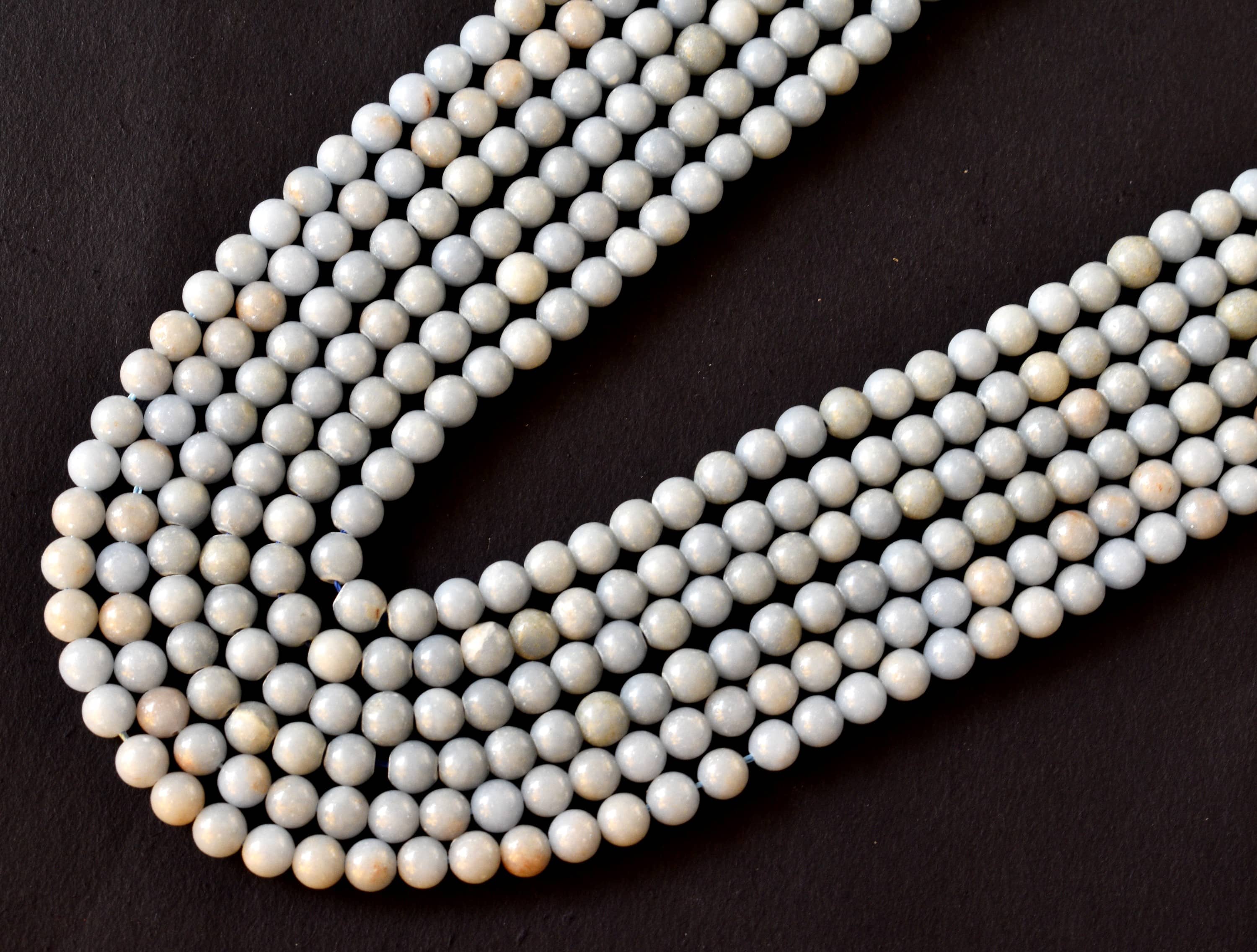 Angelite Beads, Natural Crystal Round Beads 4mm to 12mm DestGlow