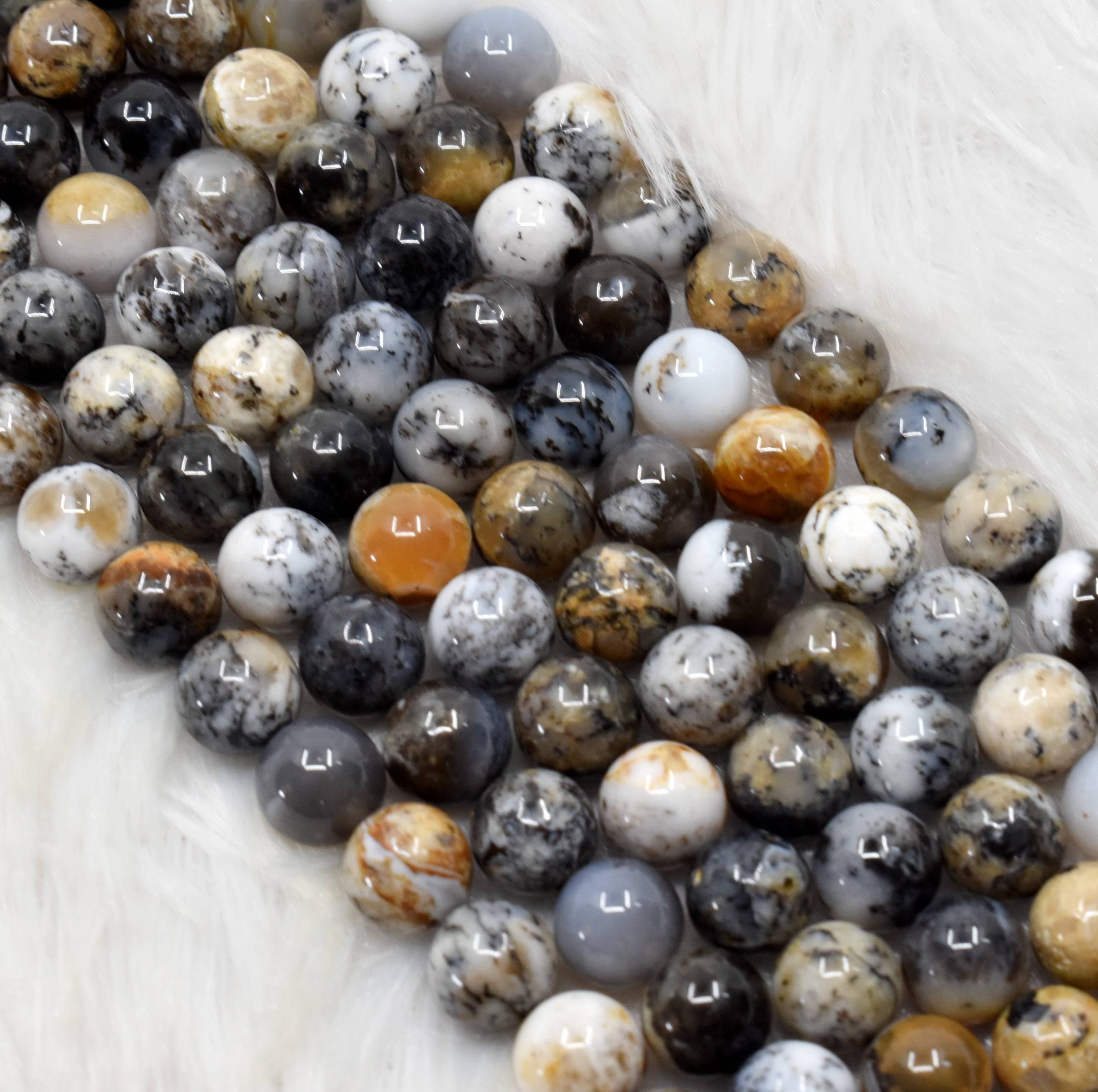Dendritic Opal Beads, Natural Round Crystal Beads 6mm to 10mm DestGlow