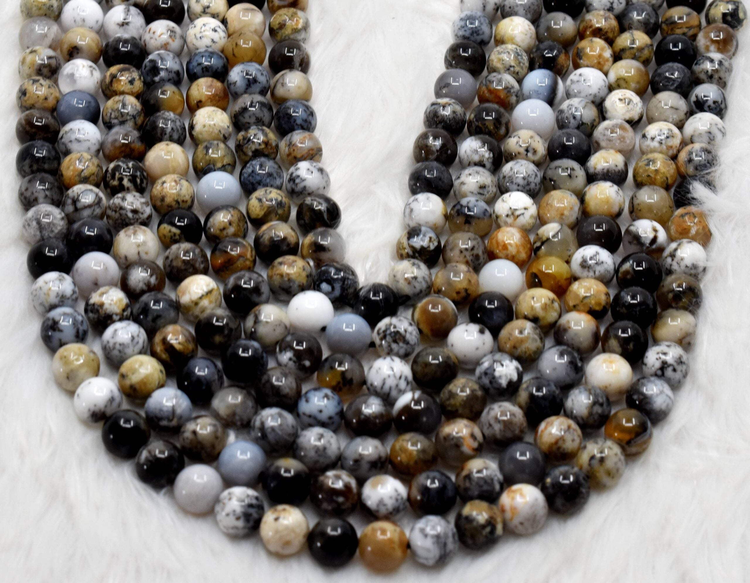 Dendritic Opal Beads, Natural Round Crystal Beads 6mm to 10mm DestGlow