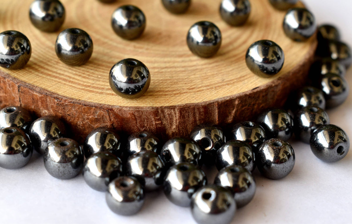 Hematite Beads, Natural Round Crystal Beads. DestGlow
