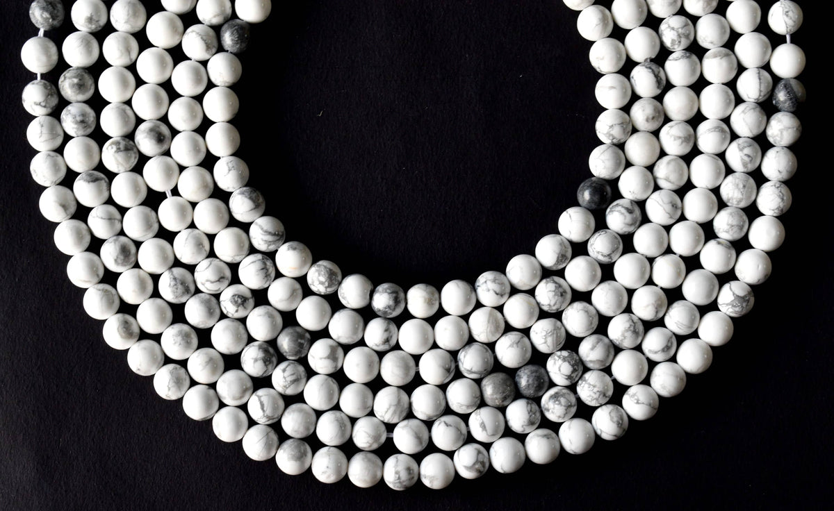 Howlite Beads, Natural Round Crystal Beads 4mm to 12mm DestGlow