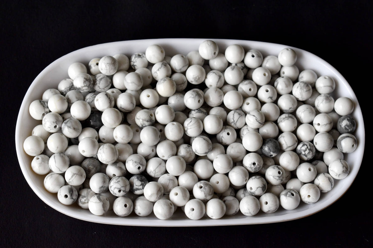 Howlite Beads, Natural Round Crystal Beads 4mm to 12mm DestGlow