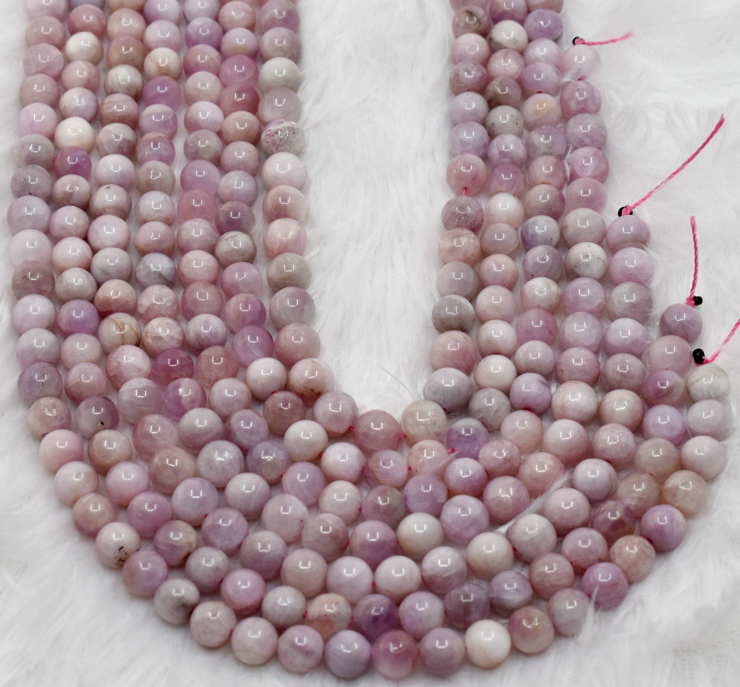 Kunzite Beads, Natural Round Crystal Beads 6mm to 10mm DestGlow