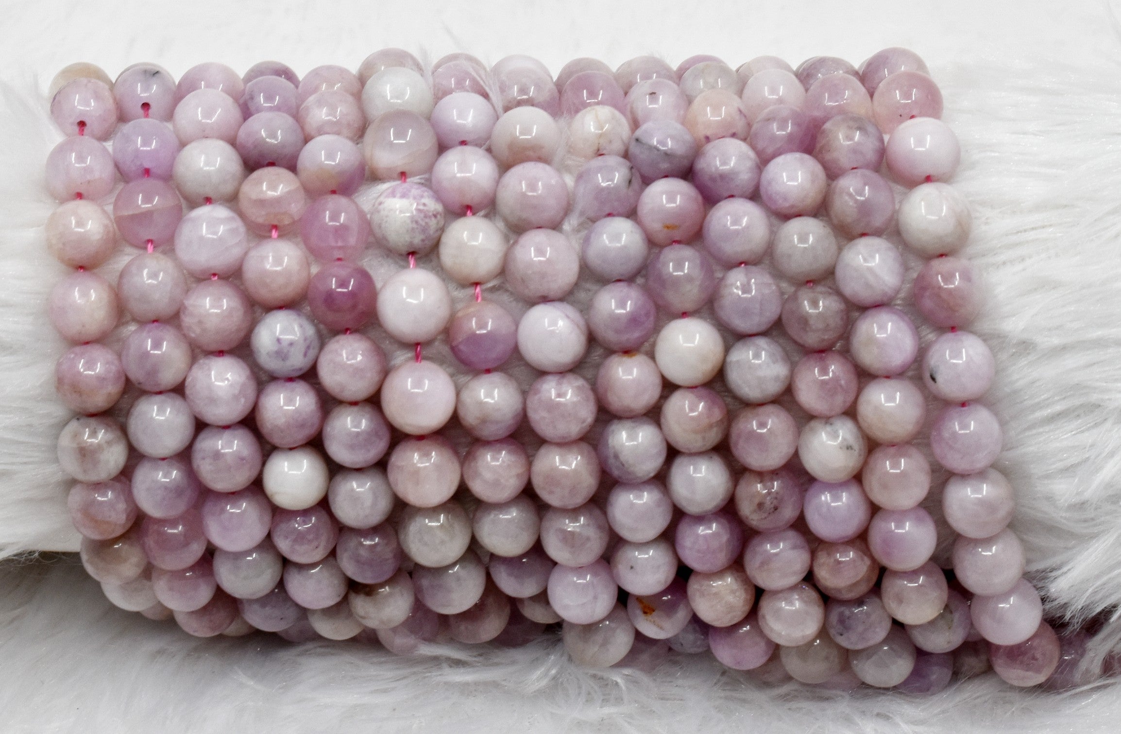 Kunzite Beads, Natural Round Crystal Beads 6mm to 10mm DestGlow