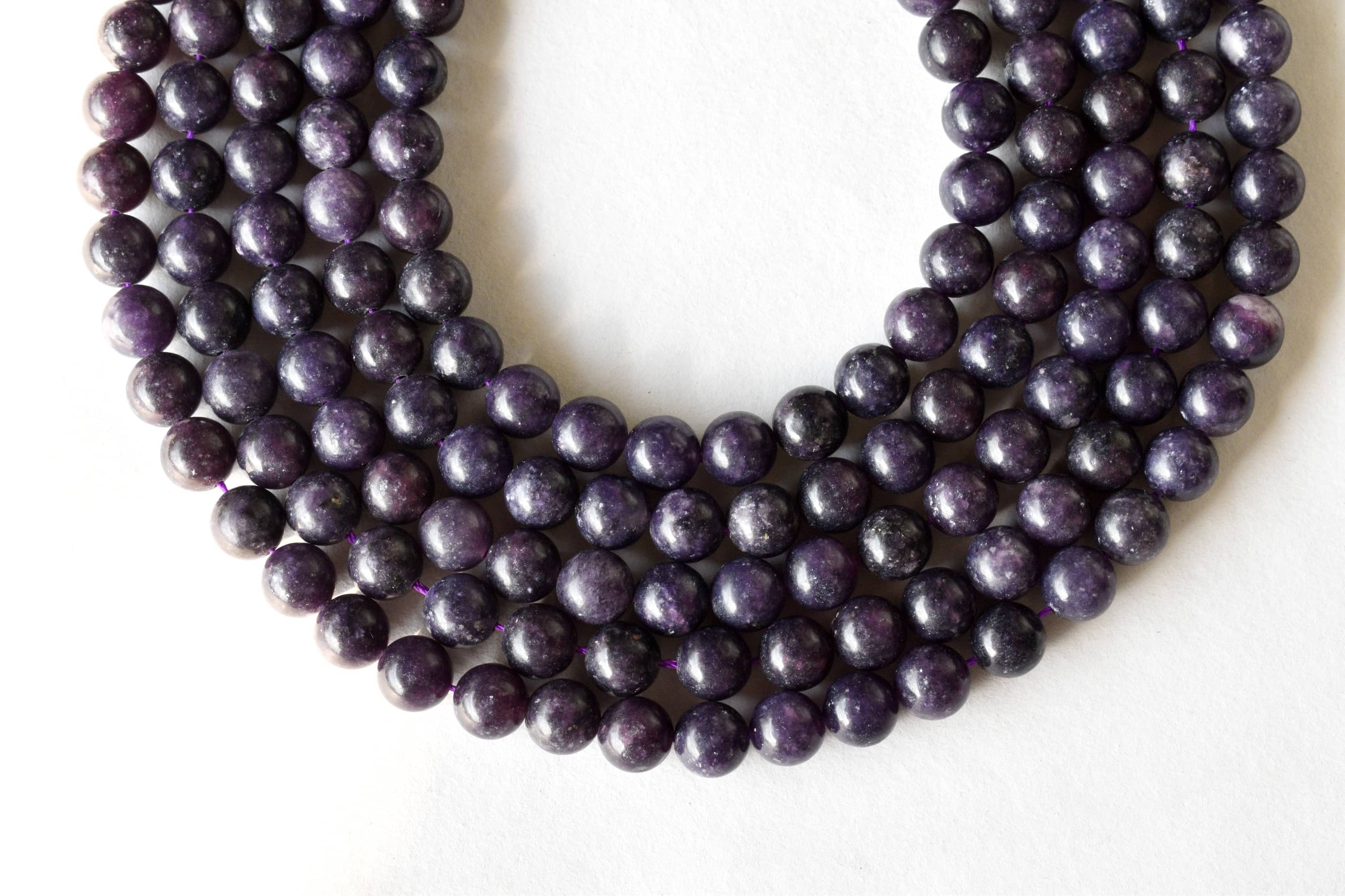 Lepidolite Beads, Natural Round Crystal Beads 6mm to 10mm DestGlow