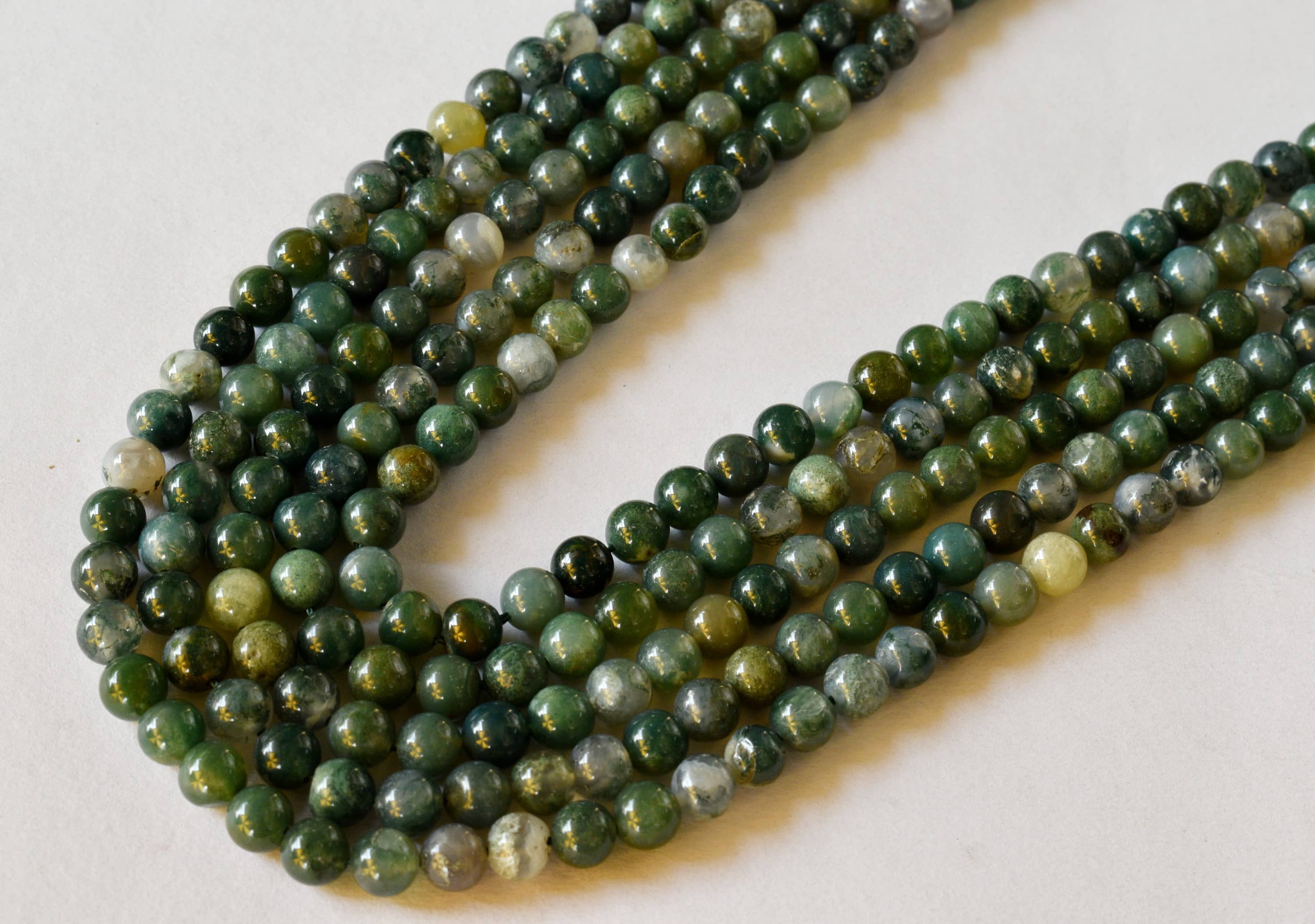 Moss Agate Beads, Natural Round Crystal Beads 4mm to 12mm. DestGlow