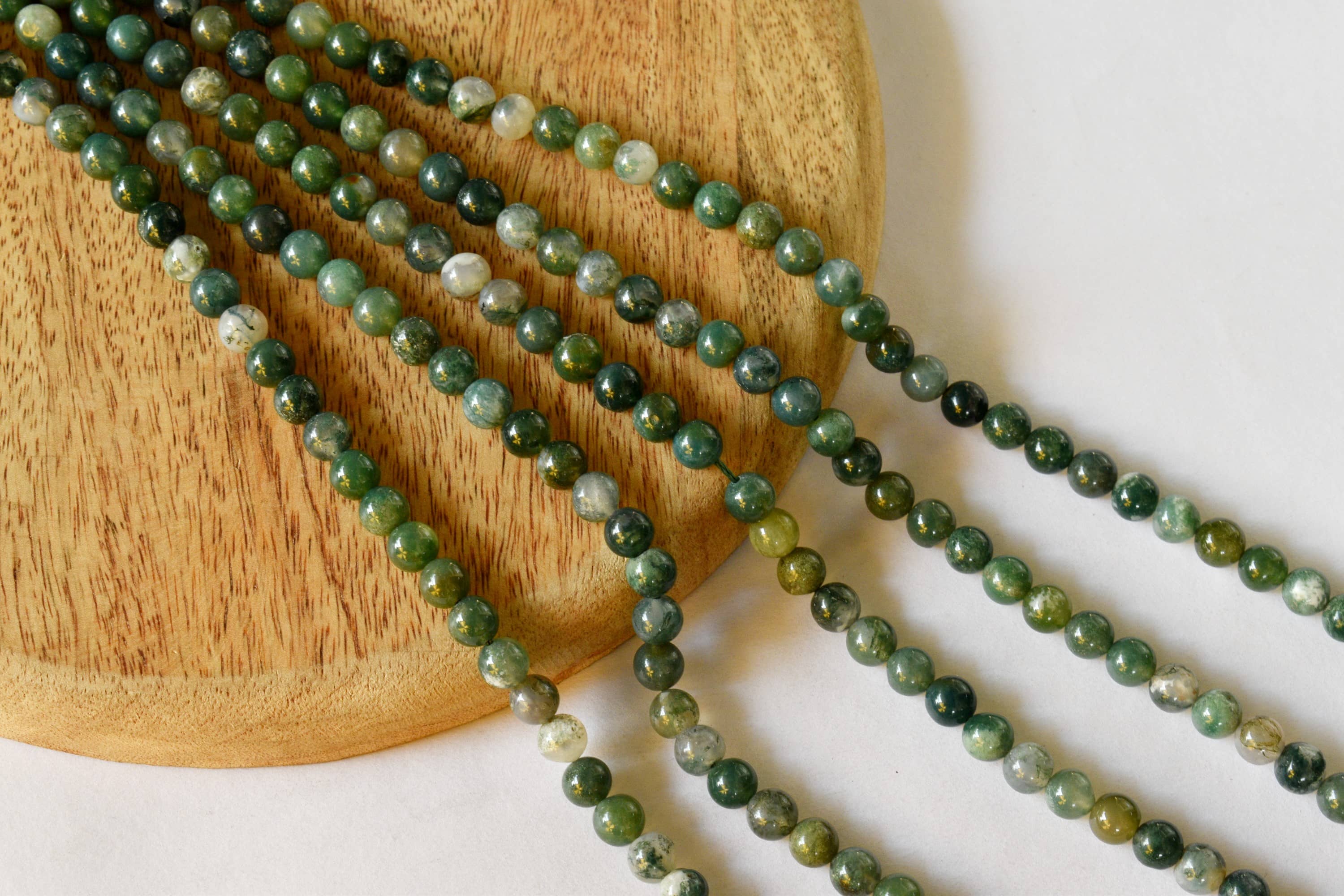 Moss Agate Beads, Natural Round Crystal Beads 4mm to 12mm. DestGlow