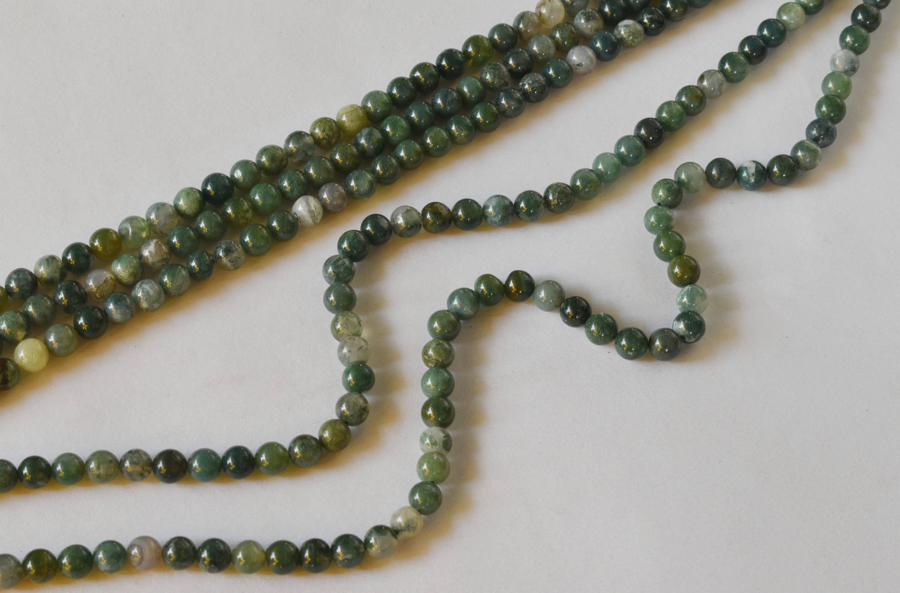 Moss Agate Beads, Natural Round Crystal Beads 4mm to 12mm. DestGlow