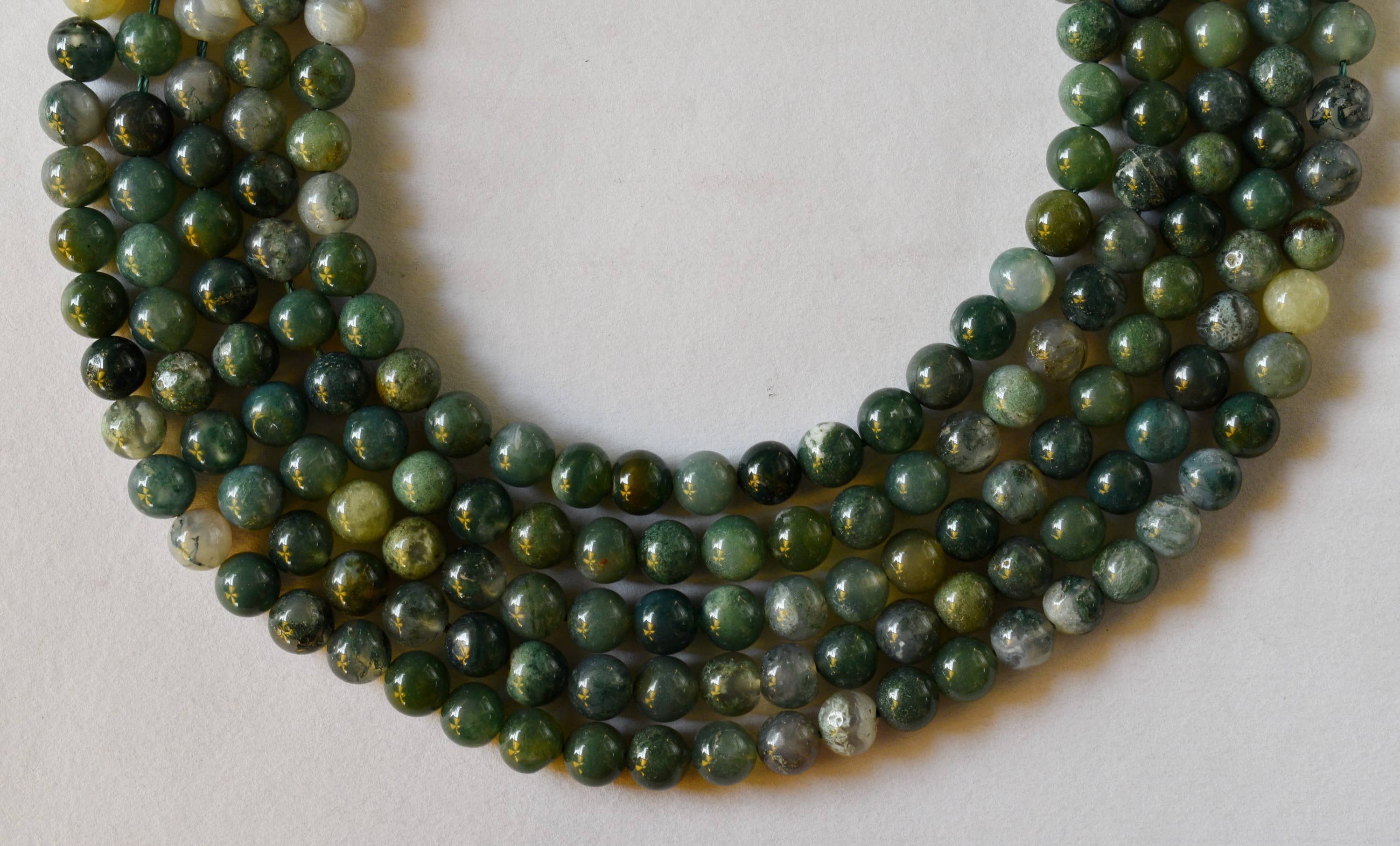 Moss Agate Beads, Natural Round Crystal Beads 4mm to 12mm. DestGlow