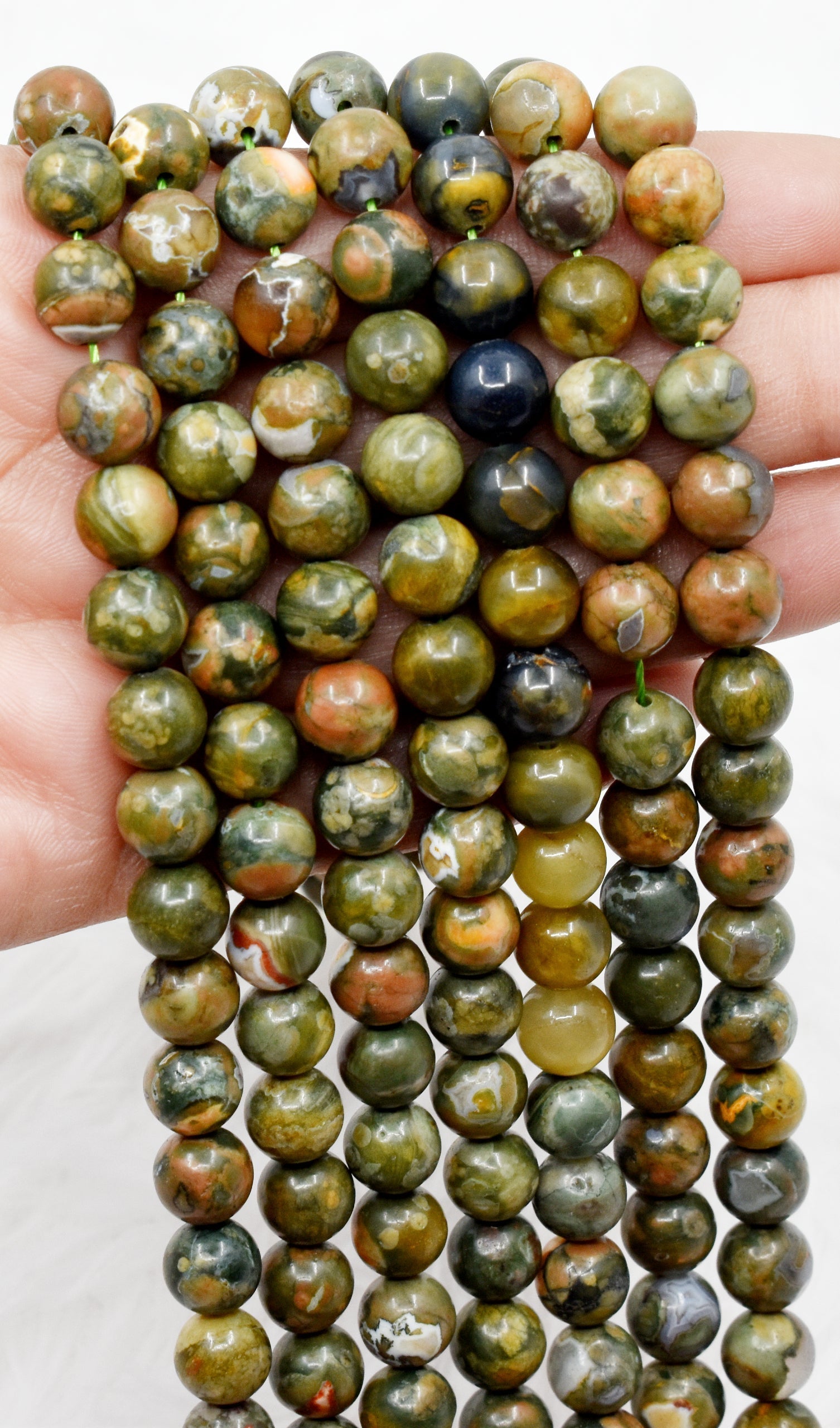 Ocean Jasper Beads, Natural Round Crystal Beads 4mm to 12mm. DestGlow