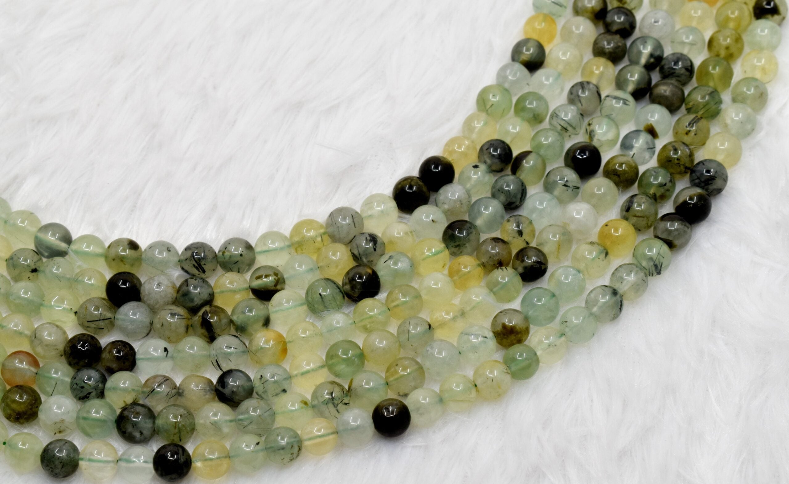 Prehnite Beads, Natural Round Crystal Beads 4mm to 10mm. DestGlow