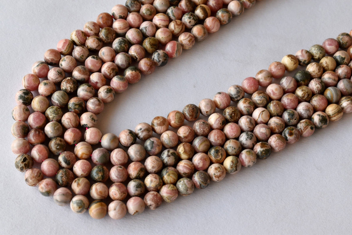 Rhodochrosite Beads, Natural Round Crystal Beads 4mm to 12mm. DestGlow
