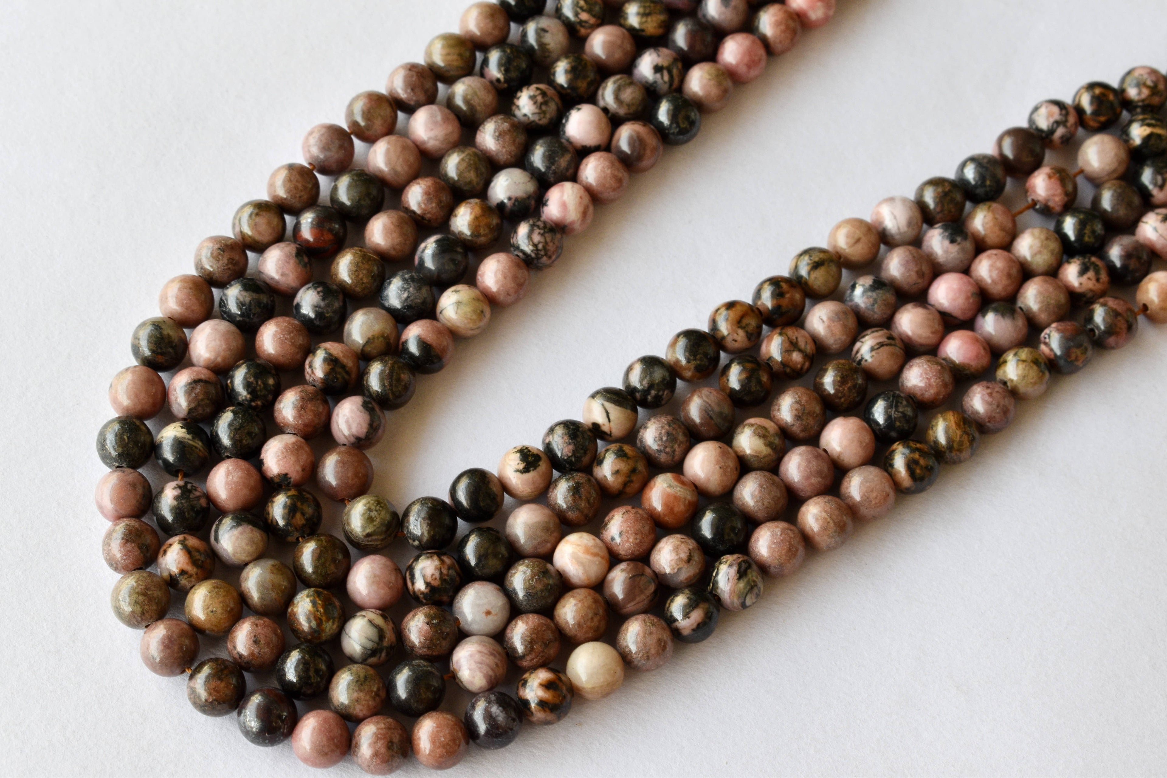 Rhodonite Beads, Natural Round Crystal Beads 4mm to 12mm DestGlow