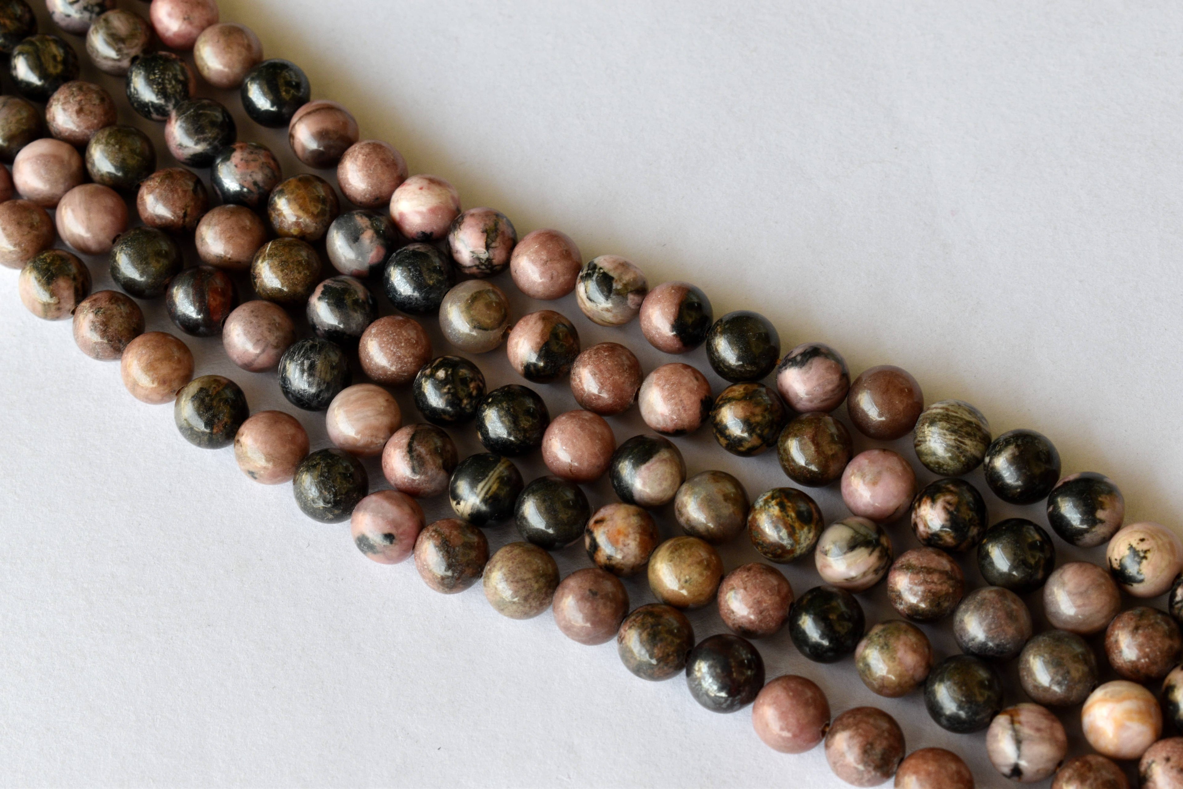 Rhodonite Beads, Natural Round Crystal Beads 4mm to 12mm DestGlow