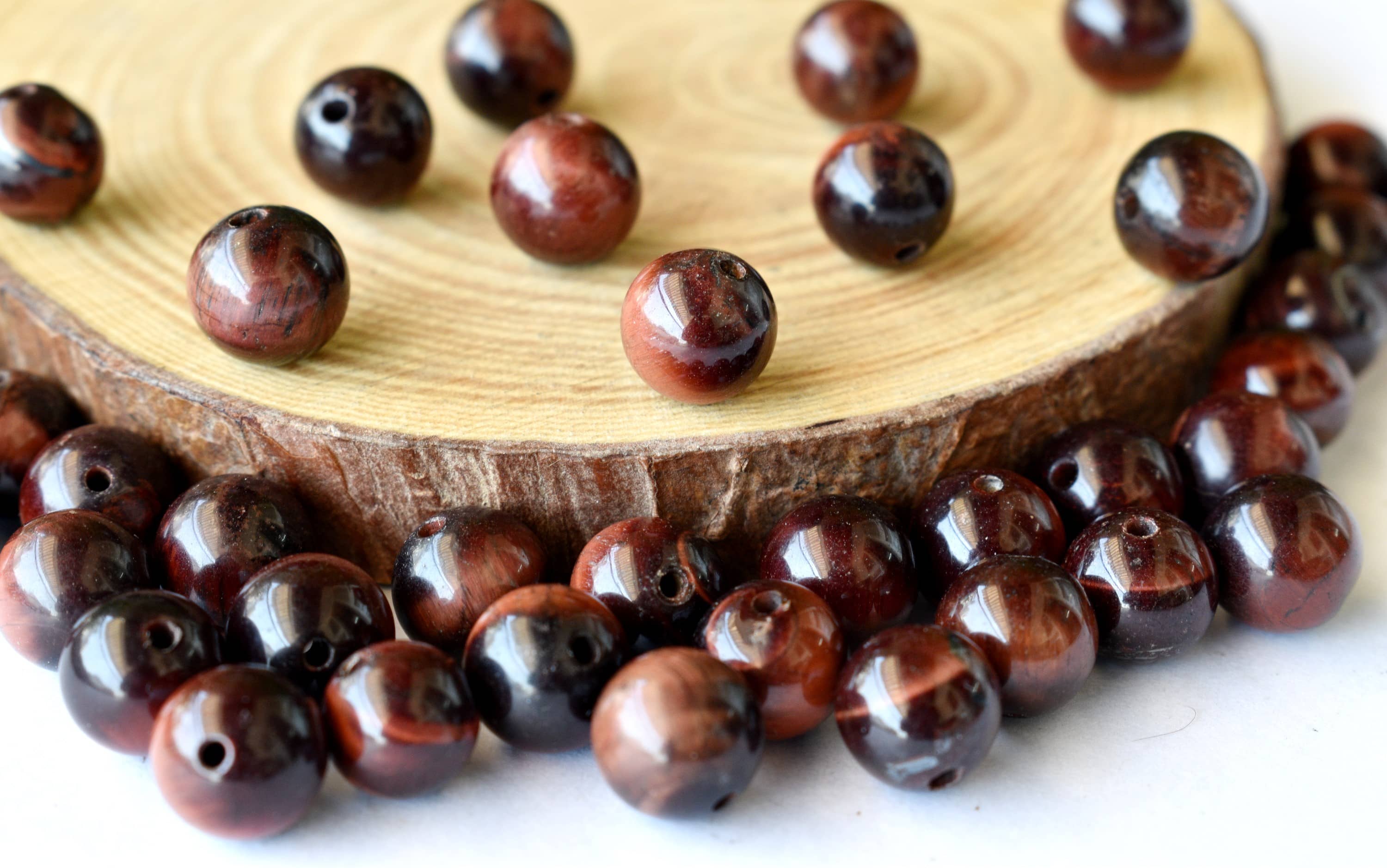Red Tiger Eye Beads, Natural Round Crystal Beads 4mm to 12mm DestGlow