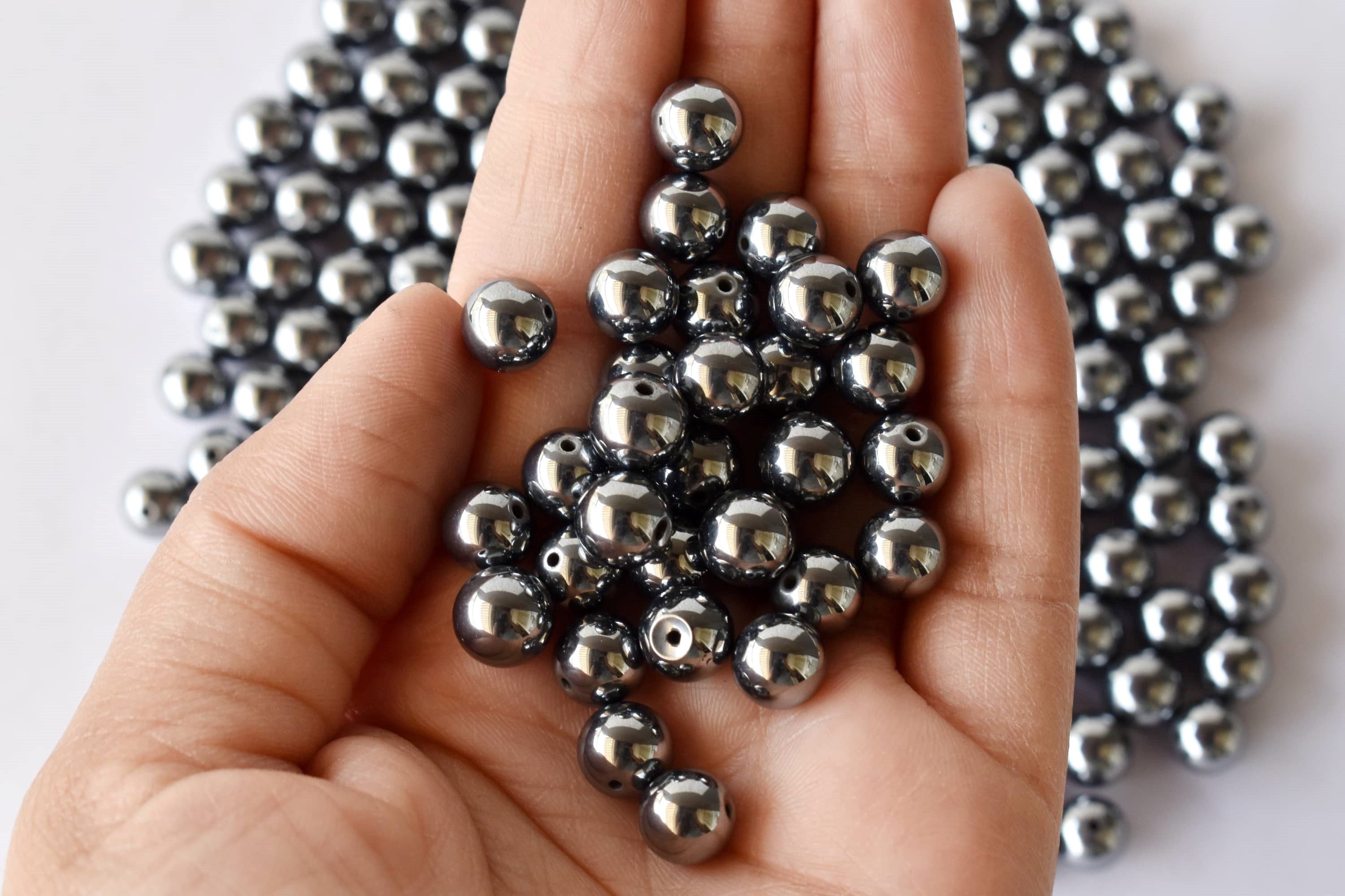 Shungite Elite Beads, Natural Round Crystal Beads 4mm to 10mm DestGlow