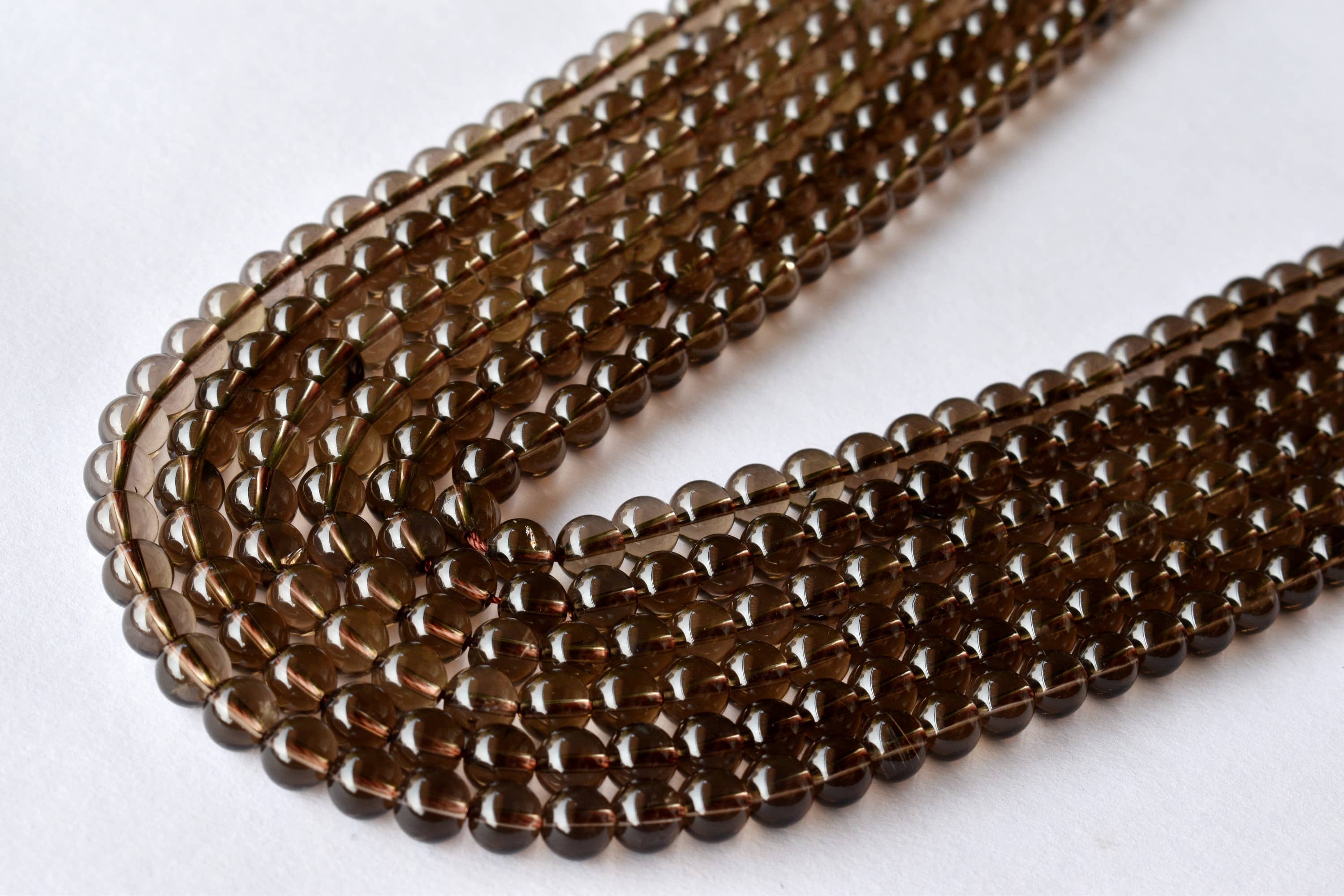 Smokey Quartz Beads, Natural Round Crystal Beads 4mm to 12mm DestGlow