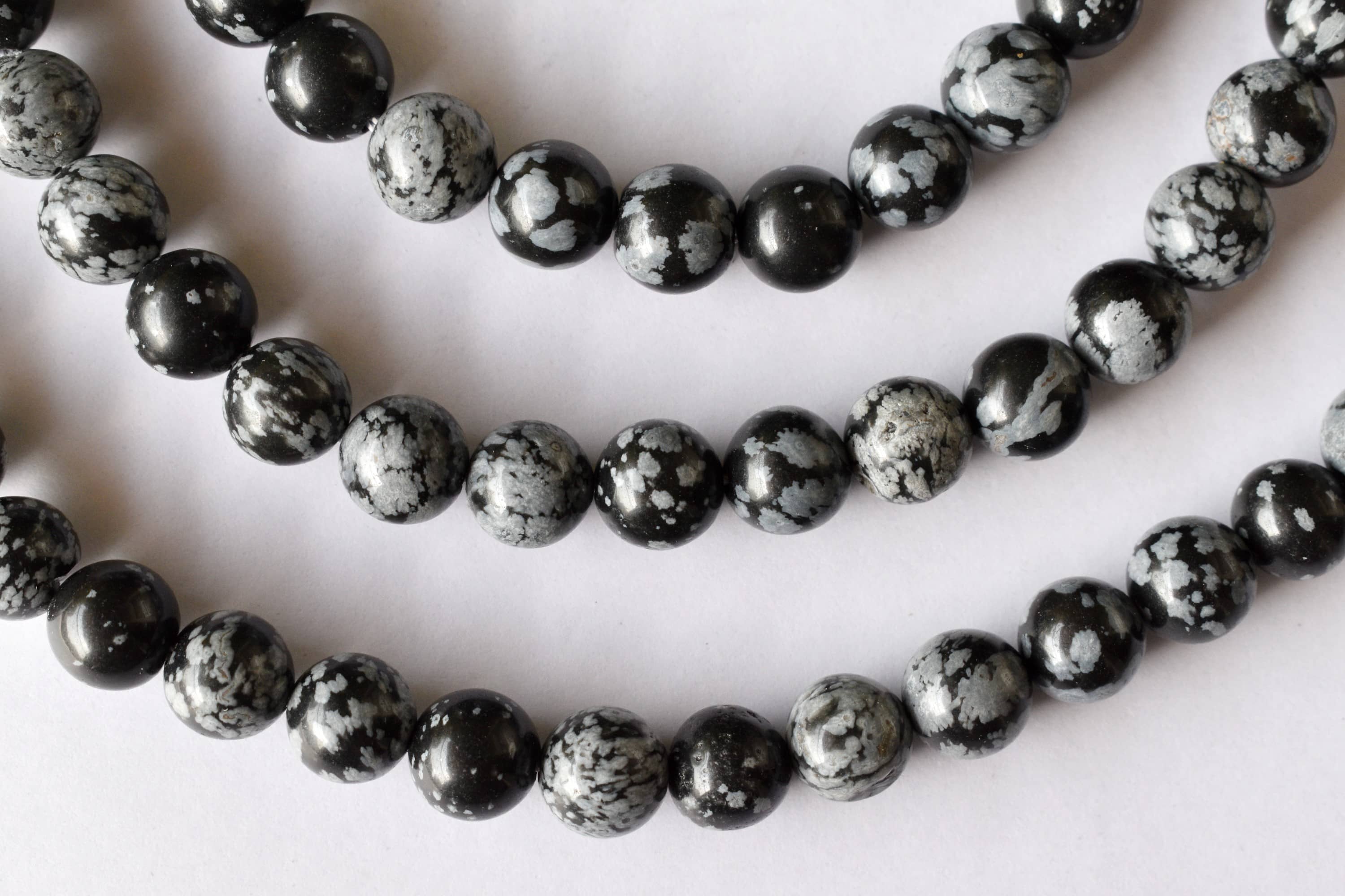 Snowflake Black Obsidian Beads, Natural Round Crystal Beads 4mm to 12mm DestGlow