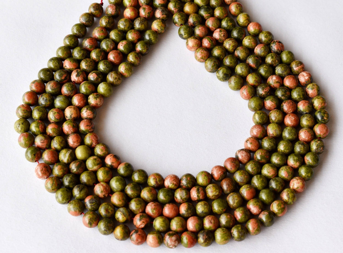 Unakite Beads, Natural Round Crystal Beads 4mm to 10mm DestGlow