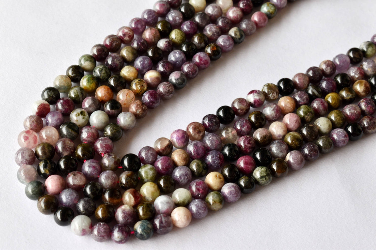 Watermelon Tourmaline Beads, Natural Round Crystal Beads 4mm to 10mm DestGlow