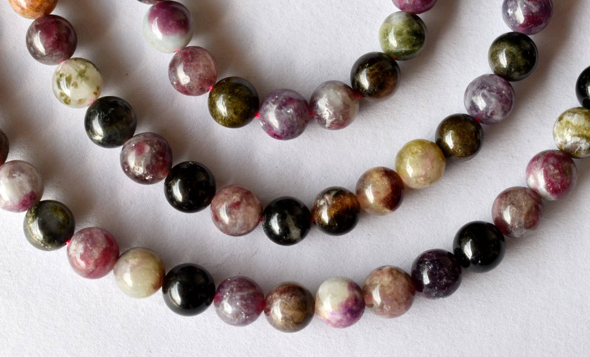 Watermelon Tourmaline Beads, Natural Round Crystal Beads 4mm to 10mm DestGlow