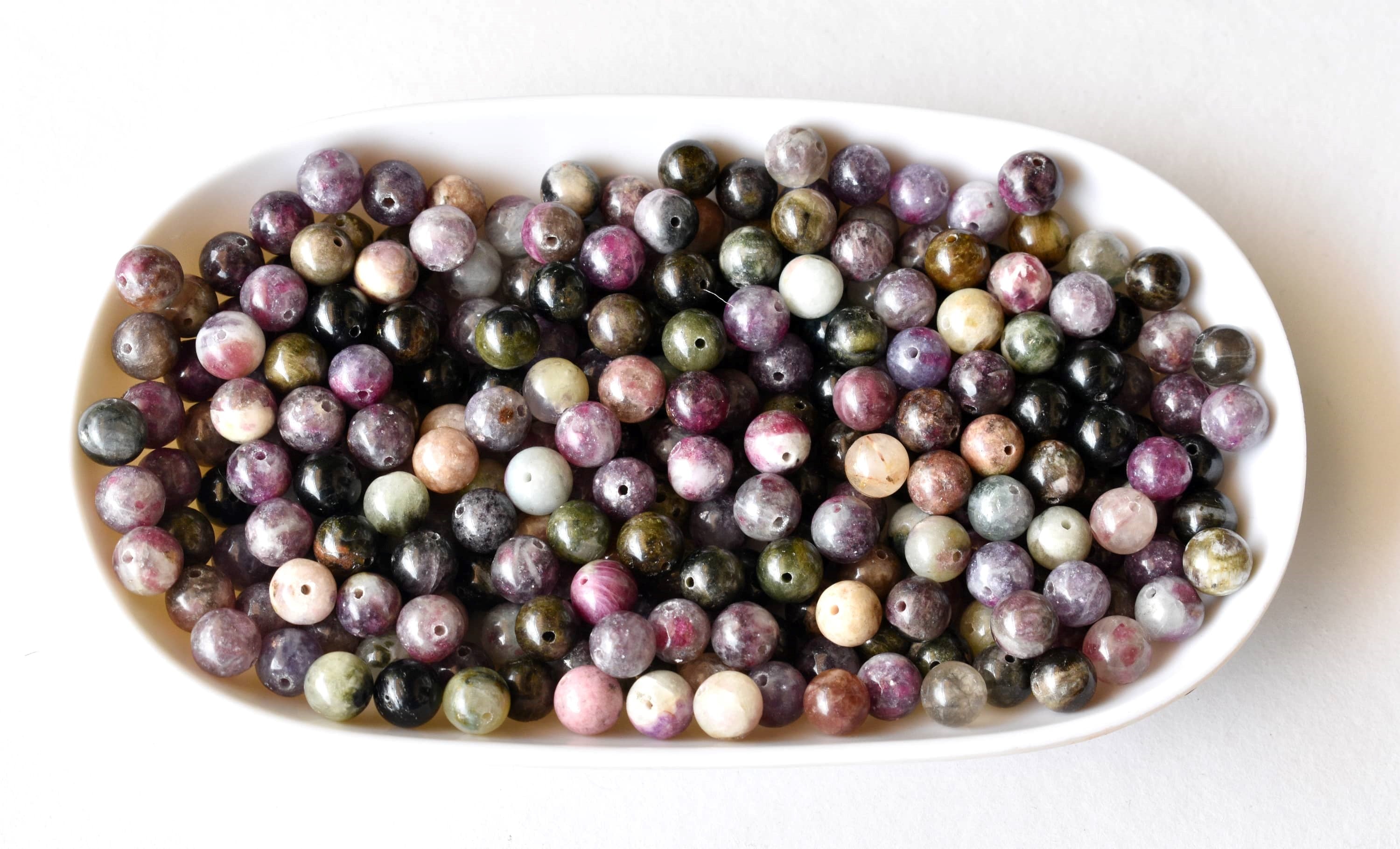 Watermelon Tourmaline Beads, Natural Round Crystal Beads 4mm to 10mm DestGlow