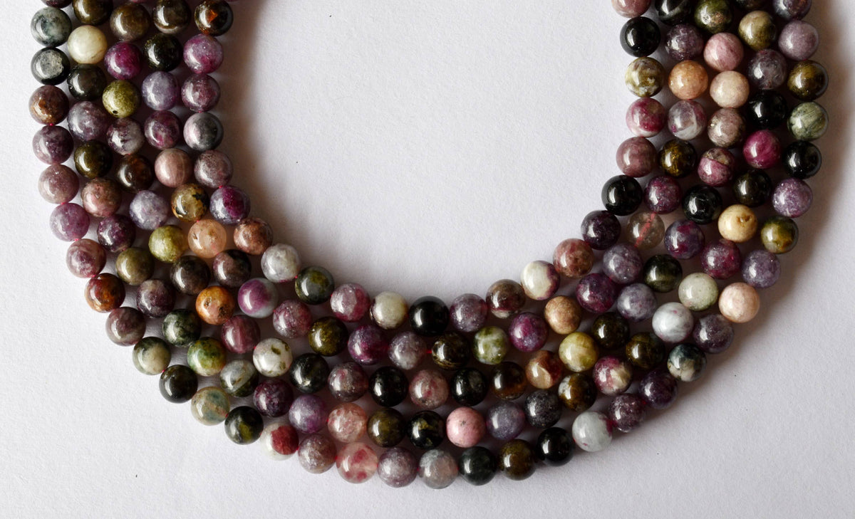 Watermelon Tourmaline Beads, Natural Round Crystal Beads 4mm to 10mm DestGlow
