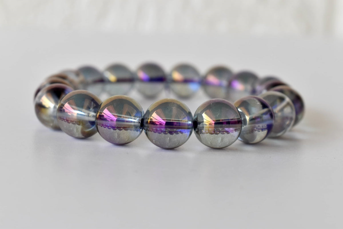 Aura Quartz Amethyst Bracelet(Intuition and Self- Healing). DestGlow